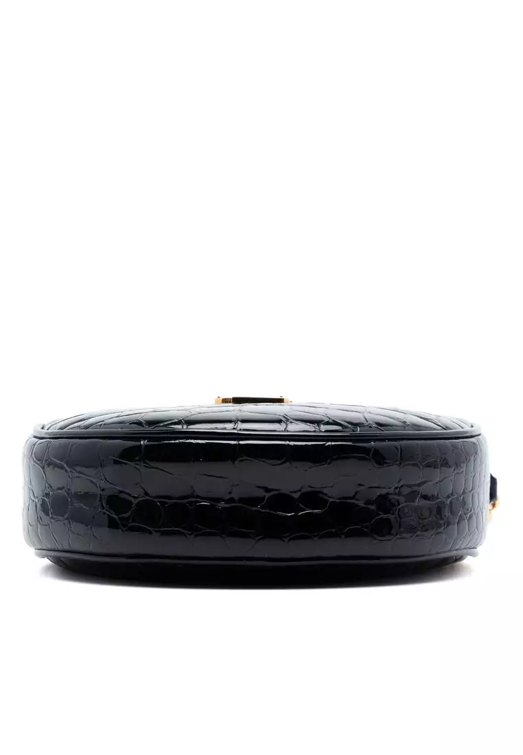 Pre-Loved Saint Laurent Croc Embossed Patent Round Vinyle Camera Bag