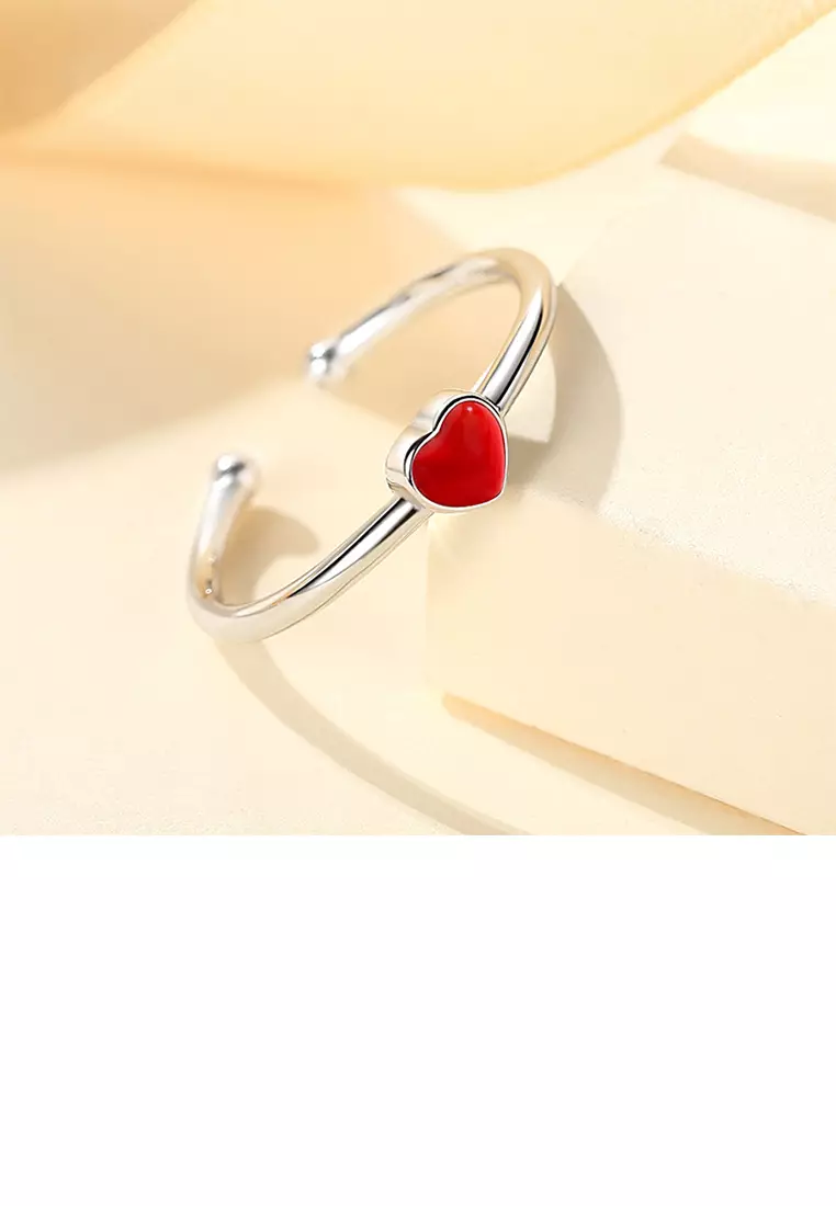Buy Glamorousky 925 Sterling Silver Simple and Cute Enamel Red