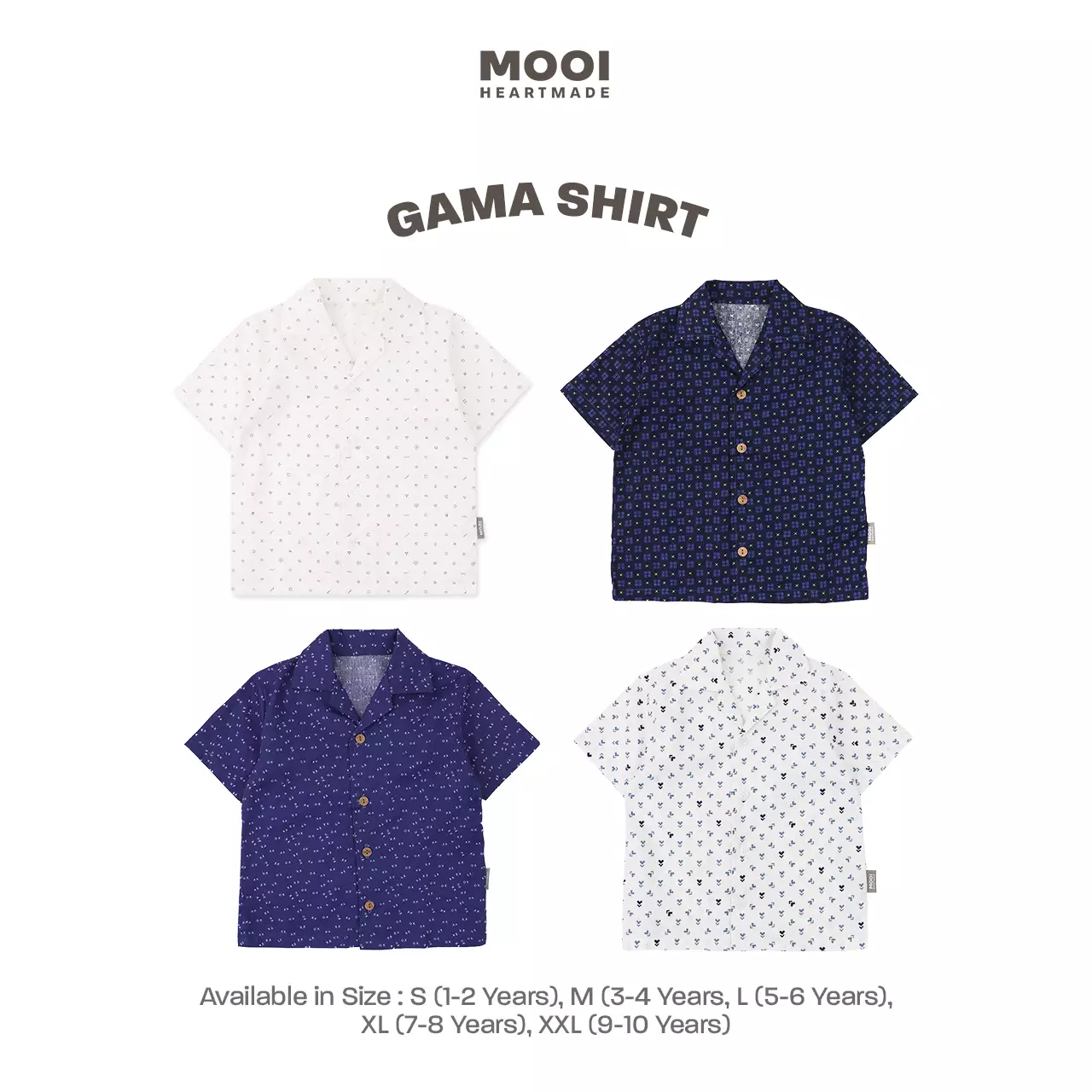 Mooi Kemeja Anak Laki - Laki Kemeja Katun Motif Gama Shirt - Classic Blue