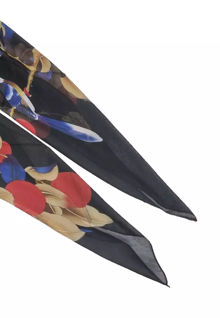 Aksesoris Wanita Magpie Silk-Feel Scarf Black