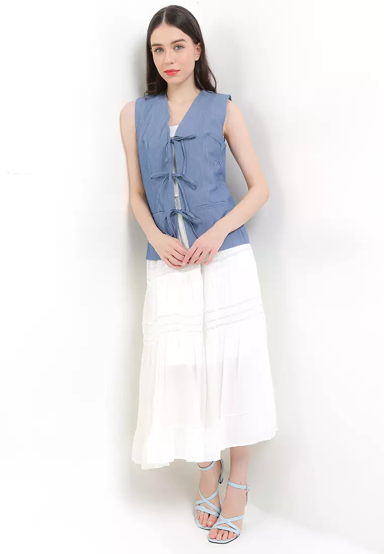 Tailored Vest With Ribbons