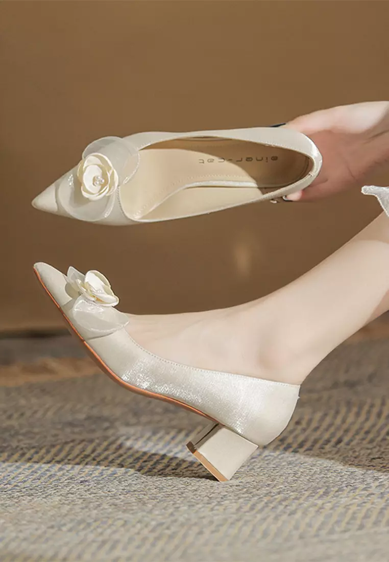 5CM Floral Satin Mid Heels IF513-5