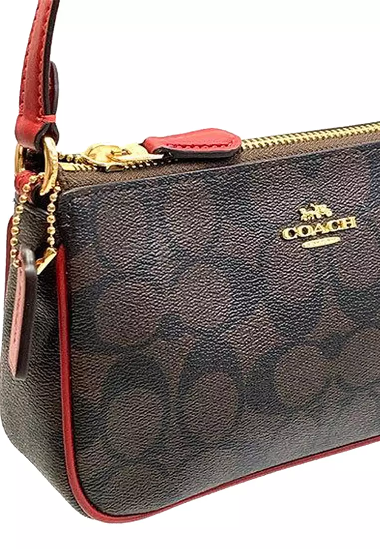 Coach C3308 Nolita 19 Top Handle Bag in Light Khaki Signature Coated Canvas  and Chalk Smooth Leather with Removable Strap - Women's Clutch / Purse Bag