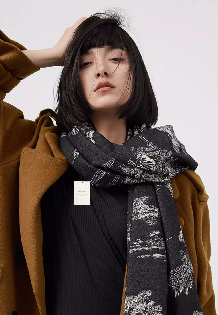 Landscape Painting Faux Cashmere Scarves AS-SY28625