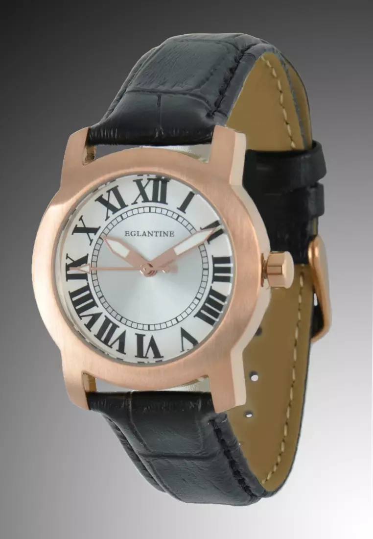 Emile Unisex Rose Gold Plated Steel Quartz Watch on Leather Strap