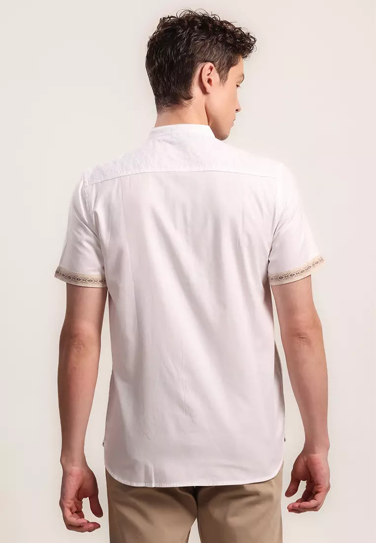 MOC Kemeja Koko Lengan Pendek Pria GHAVALI-WHITE