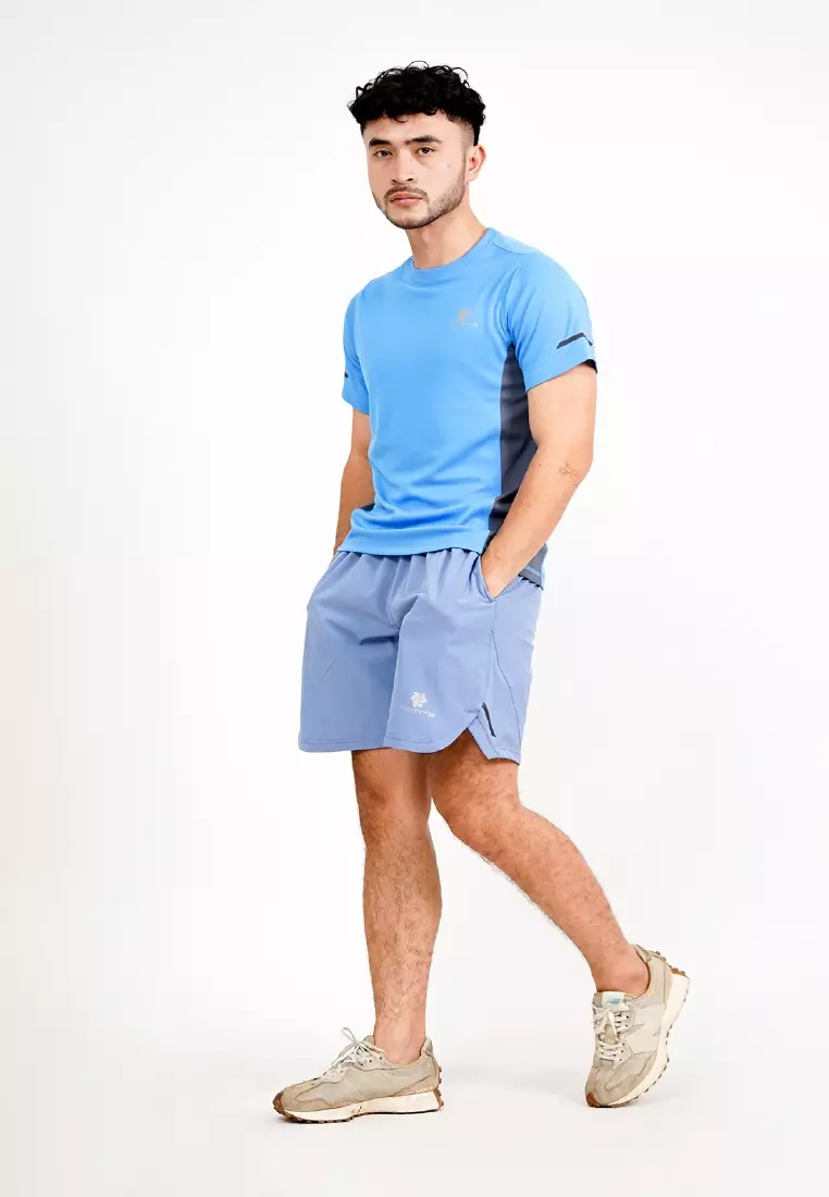 Tiento Setelan Olahraga Kaos Lari Short Sleeve Dry Fit Xlite Cabana Lengan Pendek Baju Running Celana Pendek Gym Fitness Sport Extra Lite Blue