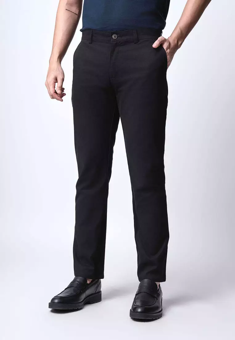 Regular Straight Fit Chino Cotton Twill Black