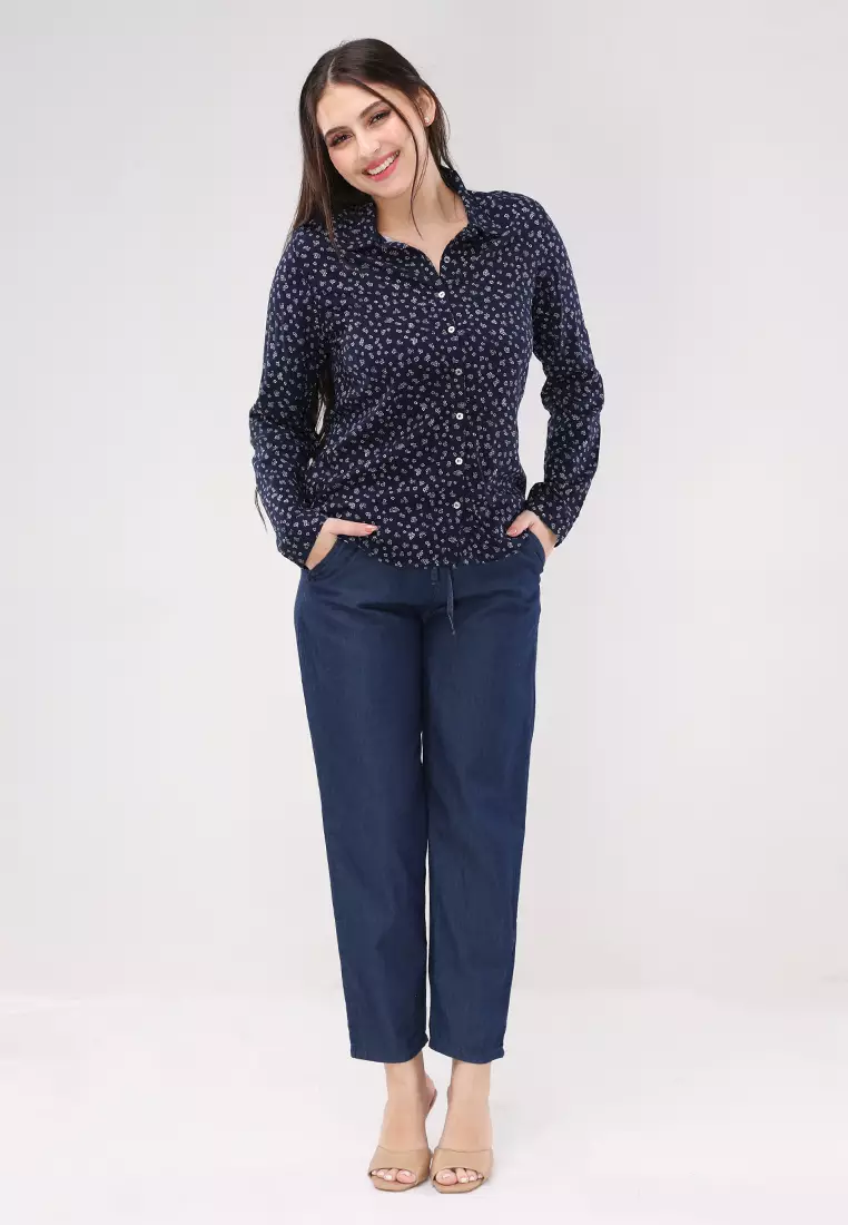 Woven Printed Rayon Long Sleeves Blouse