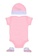 converse pink Converse Girl Infant's Classic Chuck Taylor Patch Bodysuit, Socks and Cap Set (6 - 12 Months) - Arctic Punch E11B8KA2273737GS_2