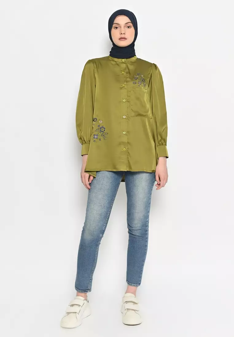 Jasmina Embroidery Blouse Lime