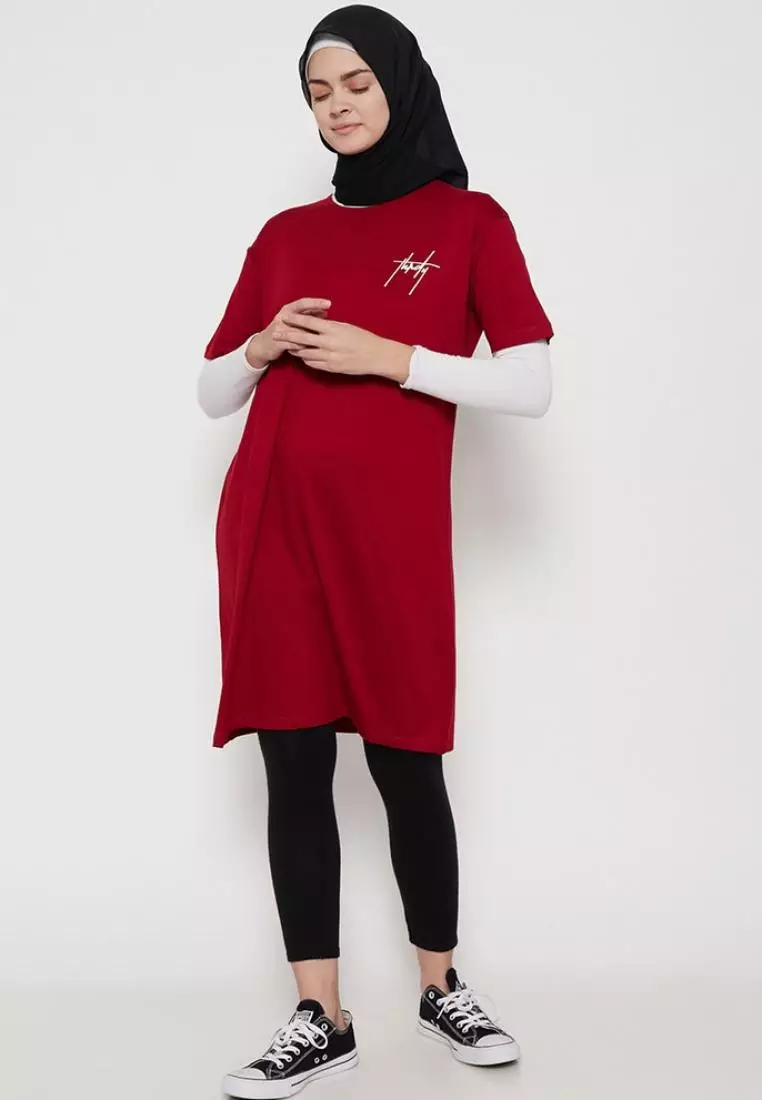 LTB58 dress kaos wanita LD thdrysign dakir mr Maroon