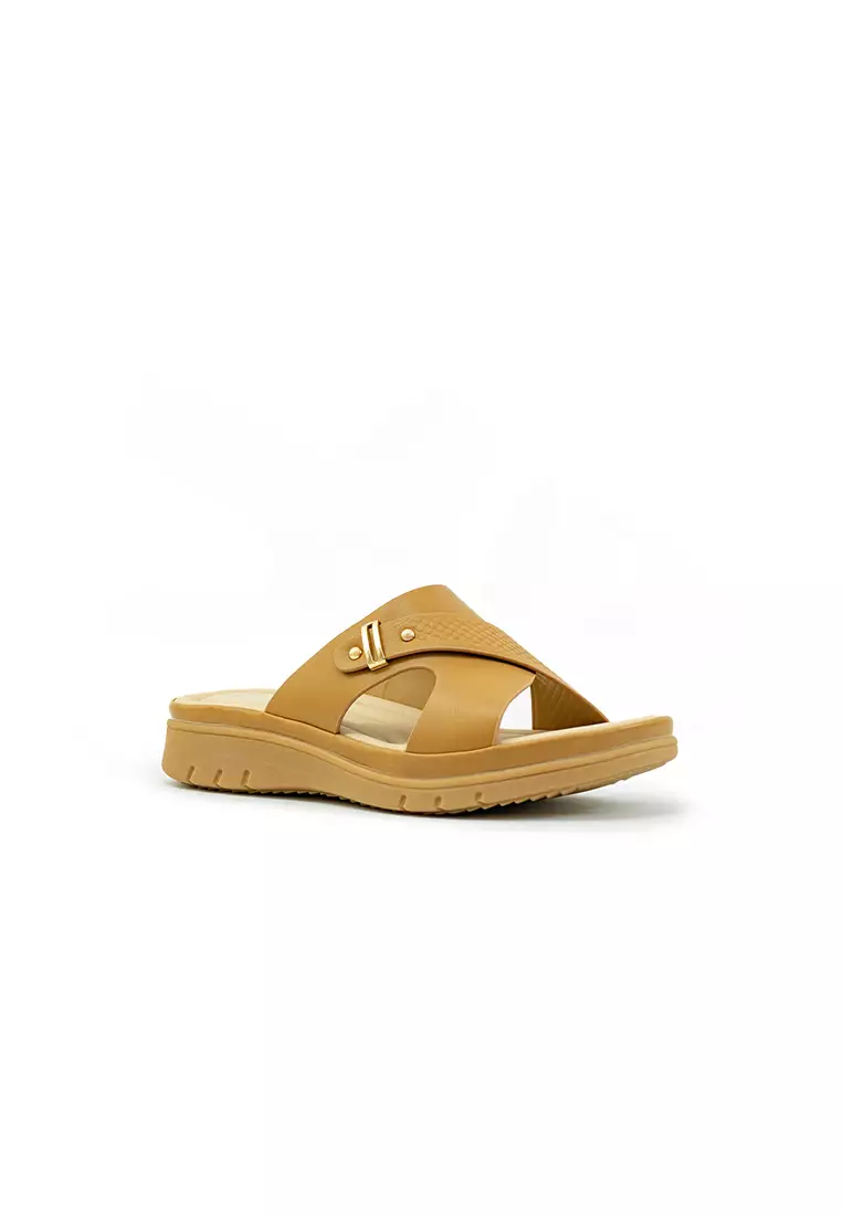 Women's Flat Sandals LY 27772 - Dark Beige C89