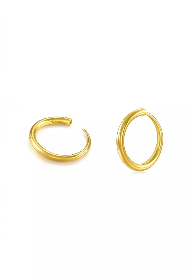 999.9 24K Gold Essence Hoops Earrings 95436E