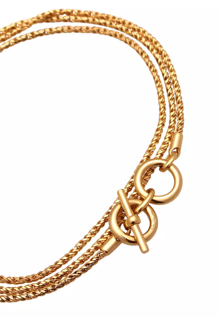 EXCLUSIVE Gelang Perhiasan Perak 925 Pria T-bar Rope Chain Gold Plated