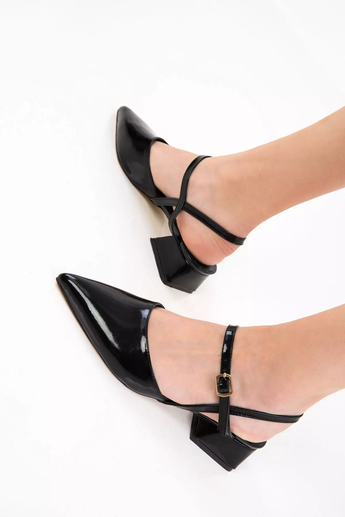 Black Patent Leather Women's Classic Heeled Shoes 20655