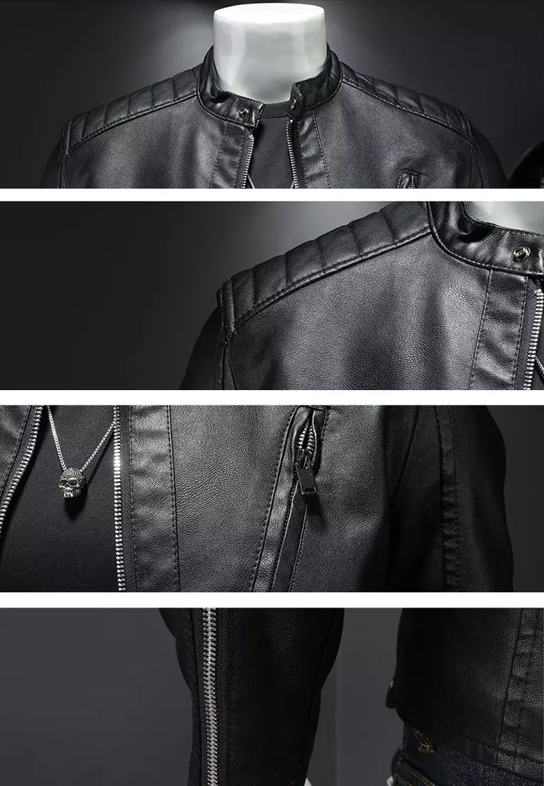 Buy HAPPY FRIDAYS Slim Faux Leather Jacket MJ601 2025 Online | ZALORA