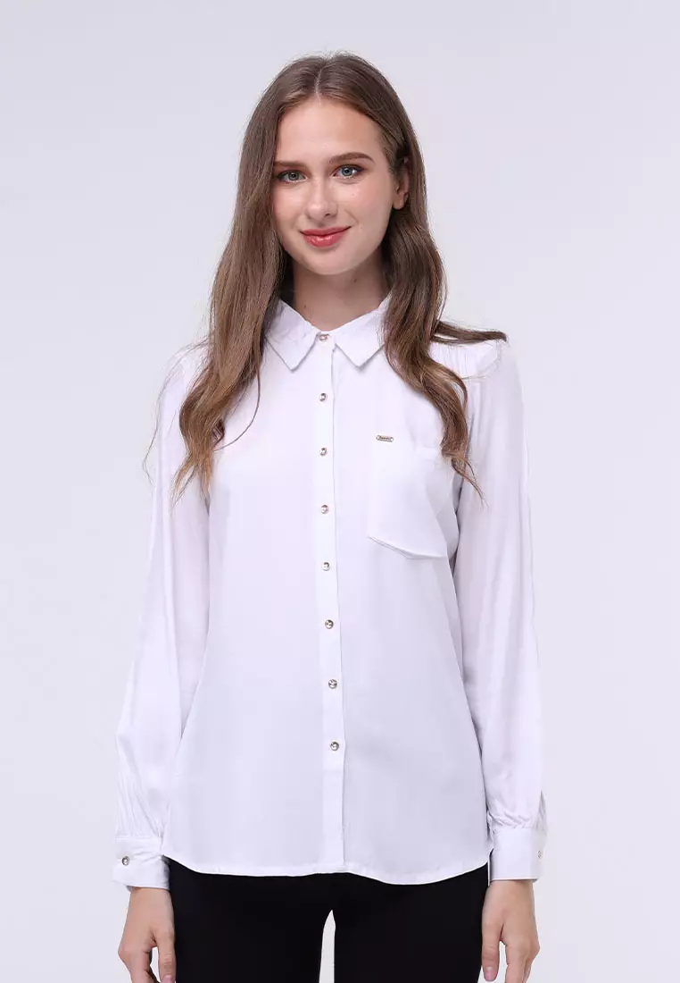 White Polo Long Sleeve For Ladies Womens Jamie Long Sleeve Shirt
