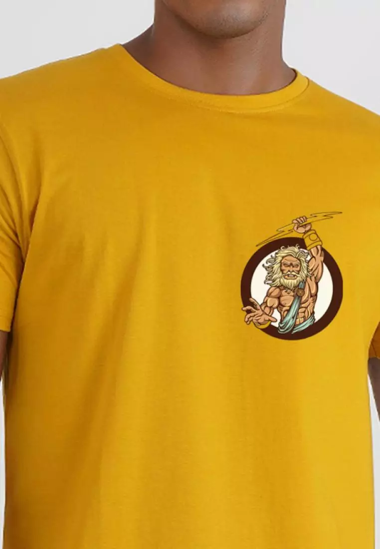 Zeus 图案黄色棉质短袖必备 T 恤