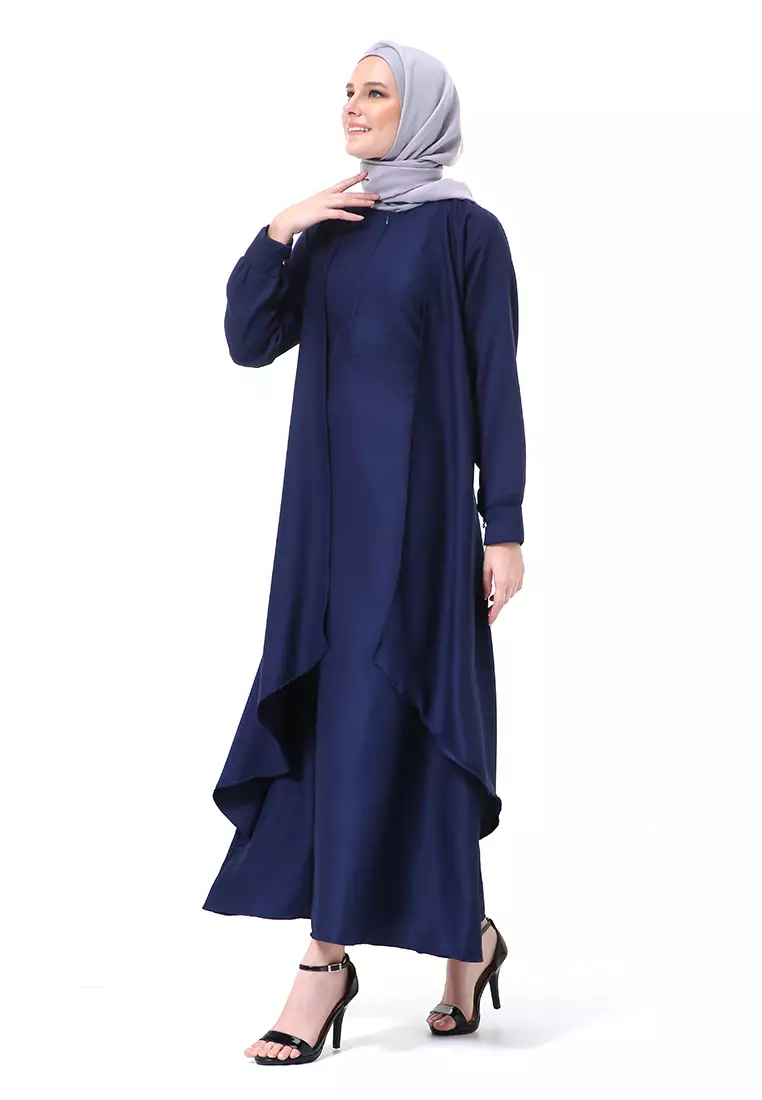 Catline Dress Gamis Jumbo Syar'i Lengan Panjang Regular Fit Premium Quality - Navy