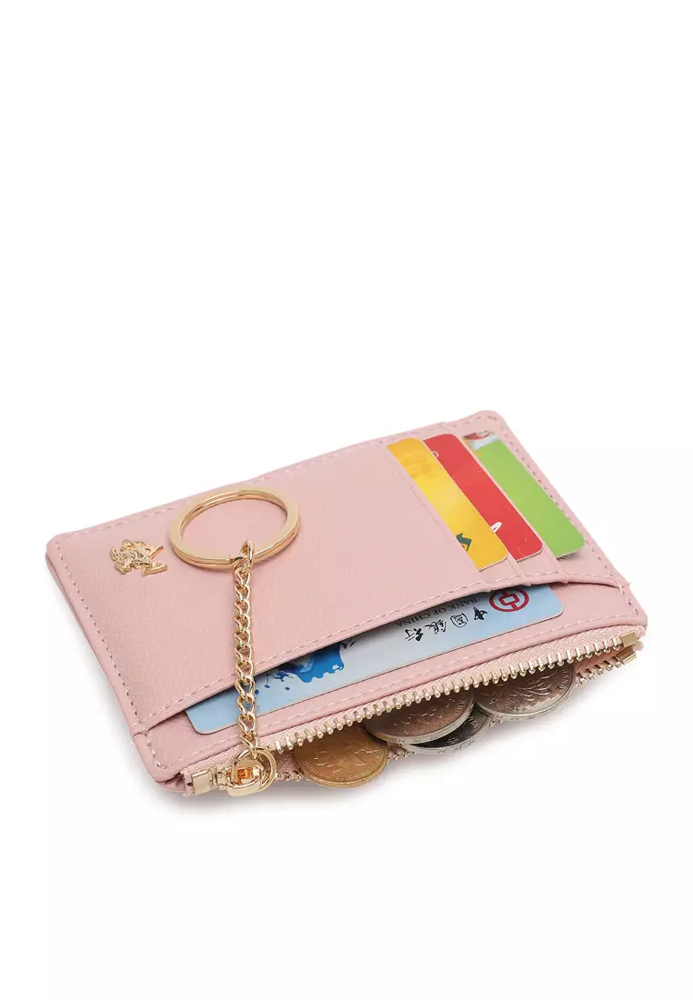 Women's Card Holder With Coin Compartment (Dompet Wanita Dengan Kompartmen Koin) - Merah Jambu