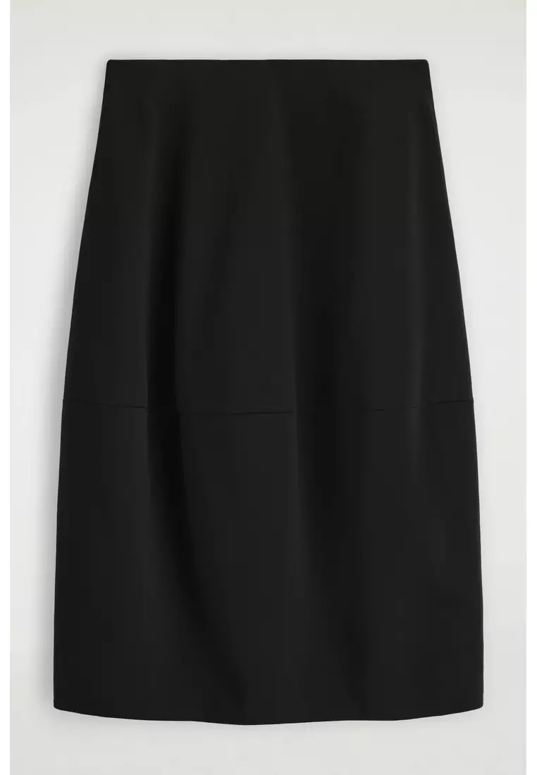 ROUNDED COTTON MIDI SKIRT