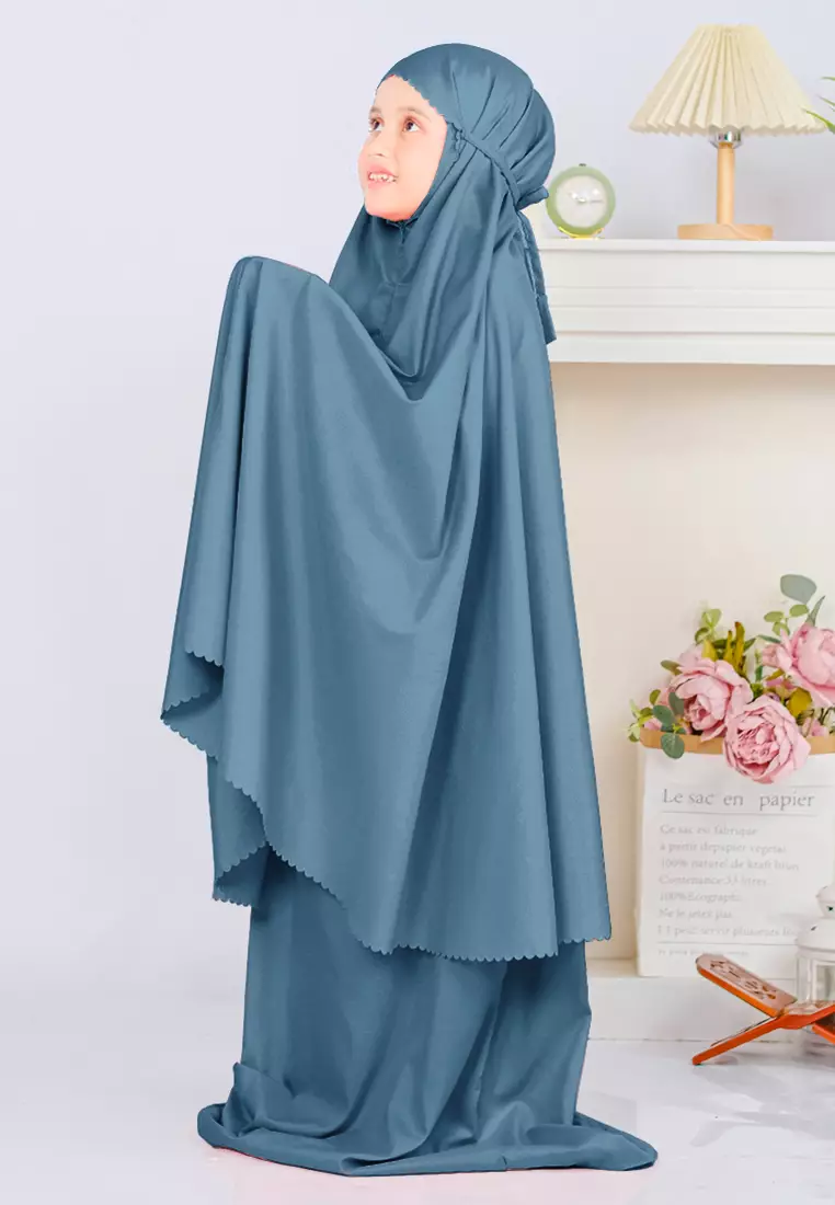 Zelena - Mukena Basic Sabira Lasercut 2in1 Prayer Set - Anak