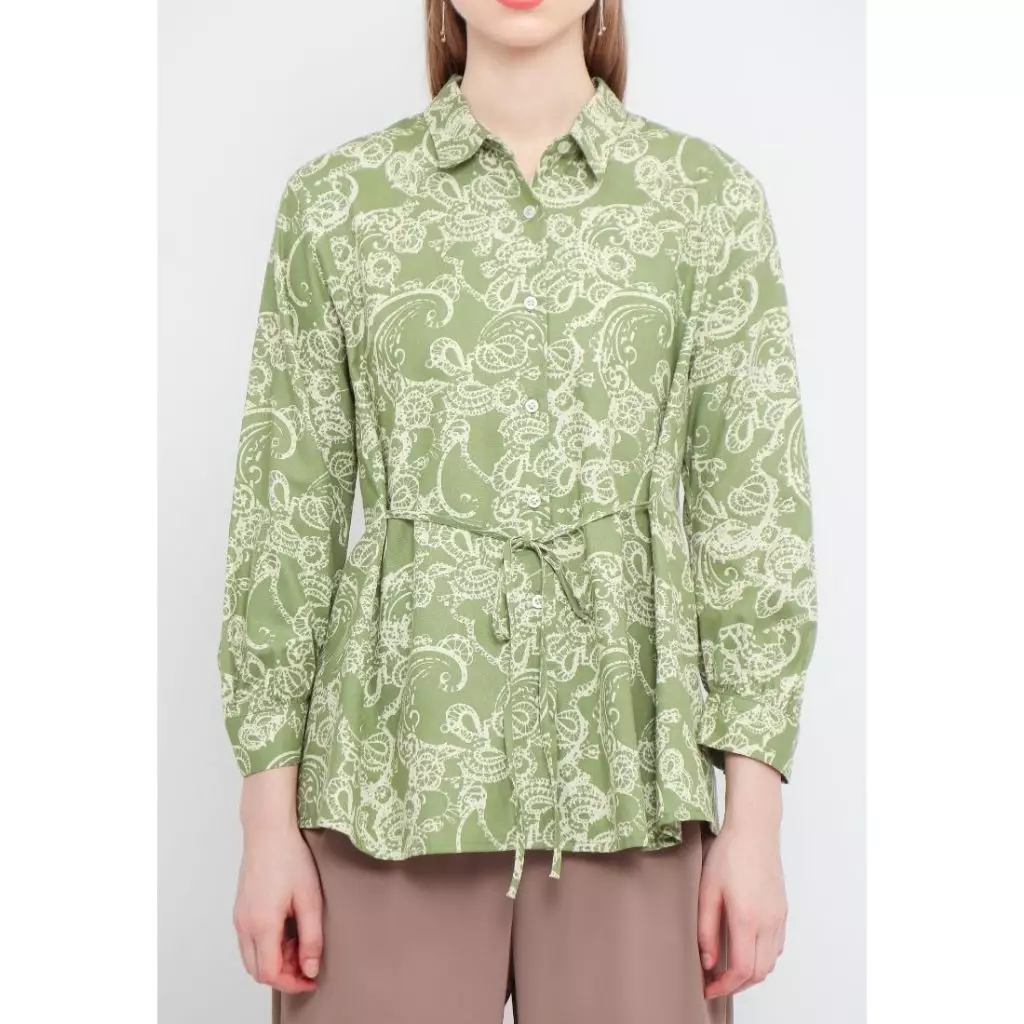 Urban Exchange Jeqlin Green Shirt - Atasan Kemeja Wanita