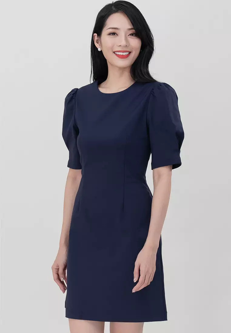 Round Neckline Mini Dress