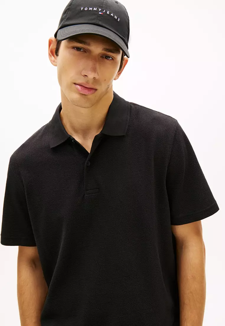 Badge Regular Fit Waffle Knit Polo Shirt - Tommy Jeans