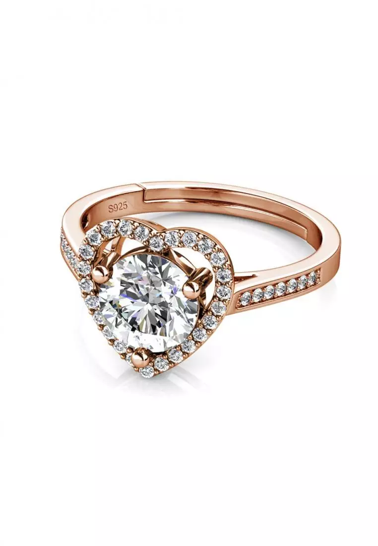 Berlian Moissanite Mon Amour Ring Rose Gold [GRA CERTIFICATE MOISSANITE DIAMOND] - Cincin 1 CT Moissanite Diamond 925 Silver Celesta by Her Jewellery