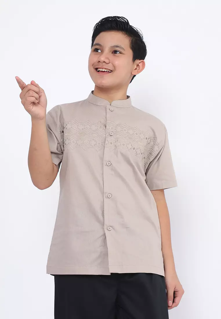Baju Koko Set Anak Laki Horizone Light Grey - MODERN