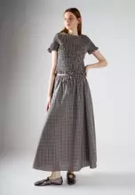 Taupe Blue Check