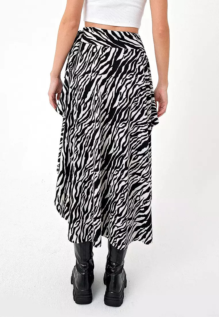 Asymmetric Cut Waist Tie Skirt