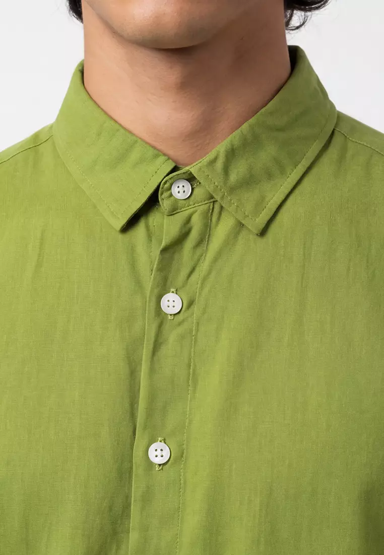 Viscose Olive Green Casual Shirt SS