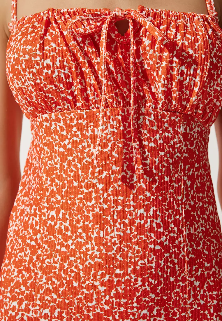 Pattern Slit Midi Dress