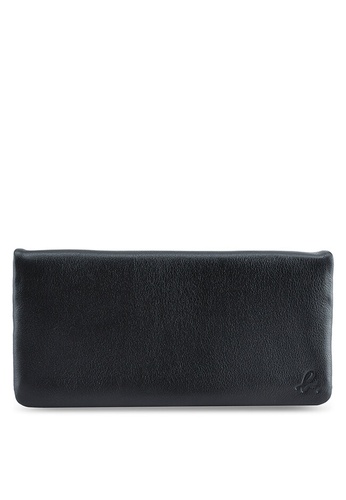 agnès b. black Leather Long Wallet 32BA7ACBBD755FGS_1