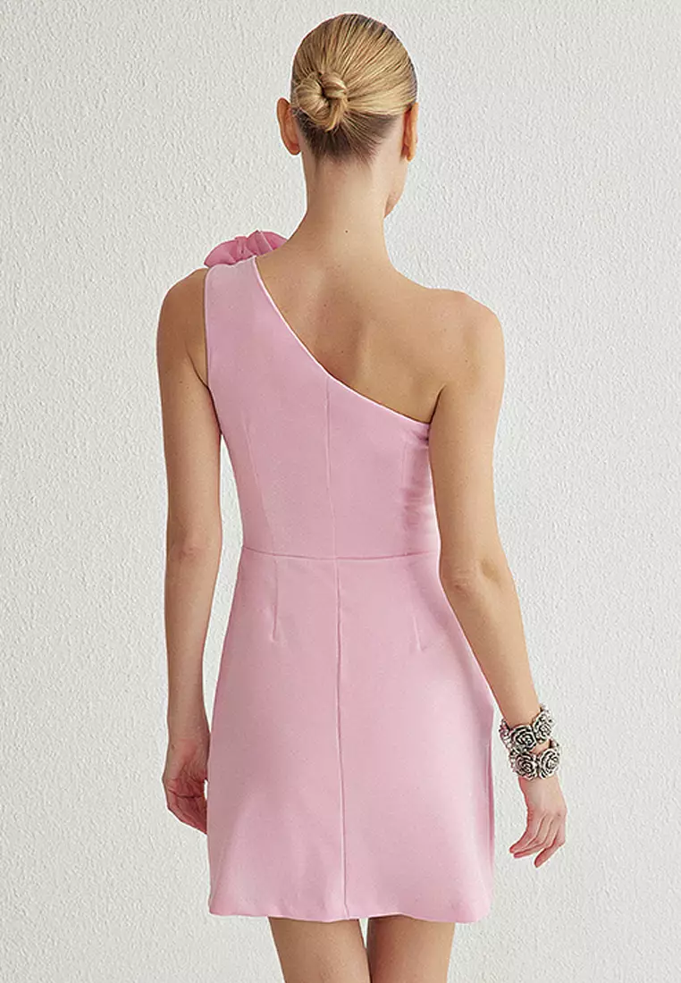 A-Line with Rose Detail Woven Stylish Short Dress