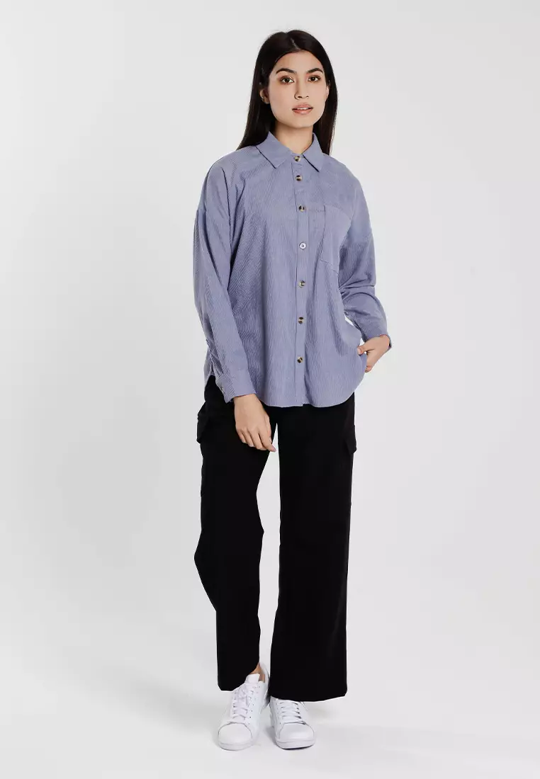 Forest Ladies Pleated Cargo Long Pants Women Wide Leg Pants | Seluar Panjang Perempuan - 810550-01Black
