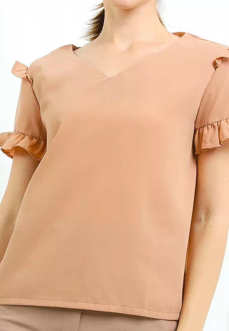 V-Neck Ruffle Blouse