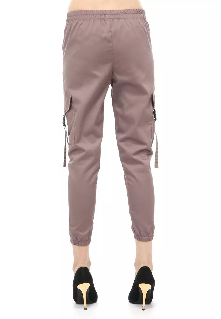 Jourel Celana Panjang Kasual Wanita Jogger Cargo Pants Material Cotton Drill ORIGINAL - Latte