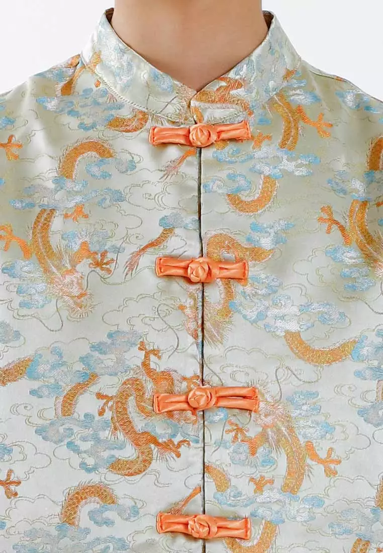 Forest Jacquard Tang Suit Cheongsam Dress | CNY 2025 Family Wear - FK20267-42LtGreen