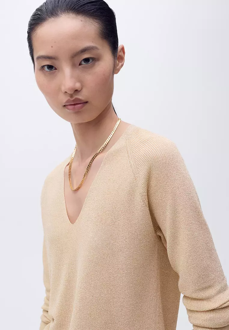 V-Neck Lurex Sweater