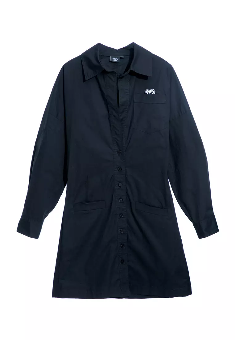 Button Front Long Sleeve Shirt Dress