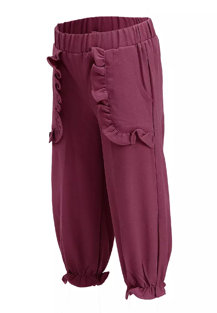 Yocelyn Celana Panjang Anak Perempuan Variasi Saku Pants Kids Daily Motif Polos Material Crepe ORIGINAL - Taro