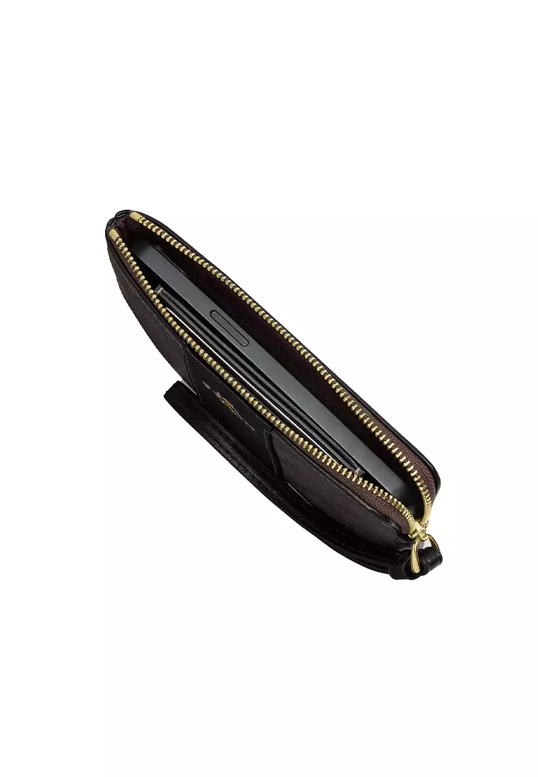 Corner Zip Wristlet In Signature Canvas With Stripe Tan/Brown CW854