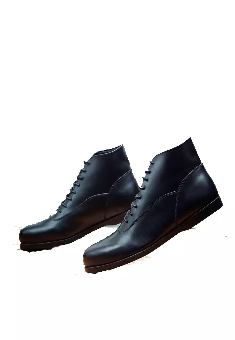 Country Boots String Black Sepatu Boots Formal Pria