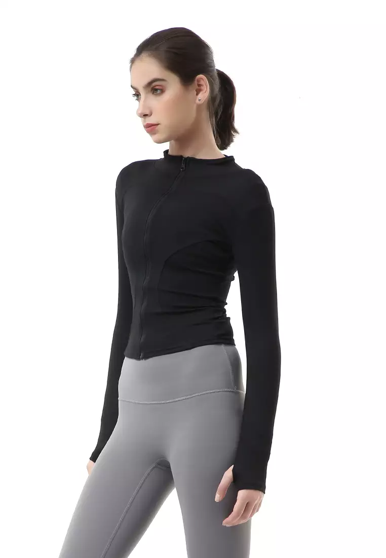 Mikayla Sportwear Jaket Olahraga Wanita Lengan Panjang Adjust Body Shape Material Spandex Lycra ORIGINAL - Black