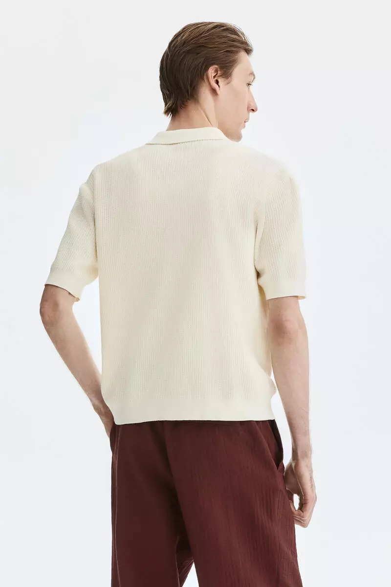 Regular Fit Cable-knit polo shirt