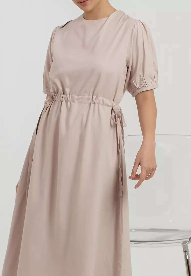 Ellery Drawstring Dress in Sand